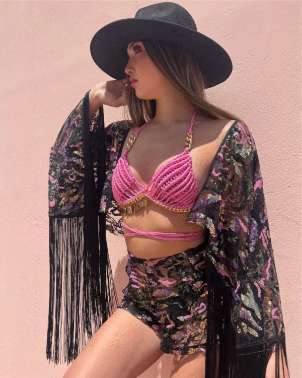 Kimono Corto Glossy Black
